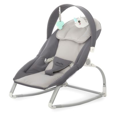 Photo 1 of Dream on Me We Rock Rocker, Portable Infant with Removable Toy Bar & Hanging Toy, Comforting Rocking Chair in Gray
