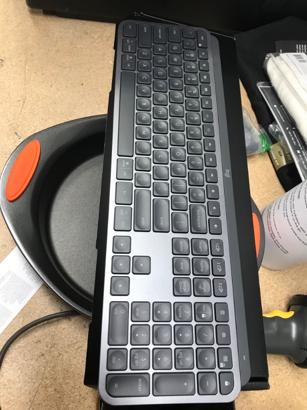 Photo 2 of Logitech MX Keys Advanced Wireless Illuminated Keyboard, Tactile Responsive Typing, Backlighting, Bluetooth, USB-C, Apple macOS, Microsoft Windows, Linux, iOS, Android, Metal Build - Graphite
