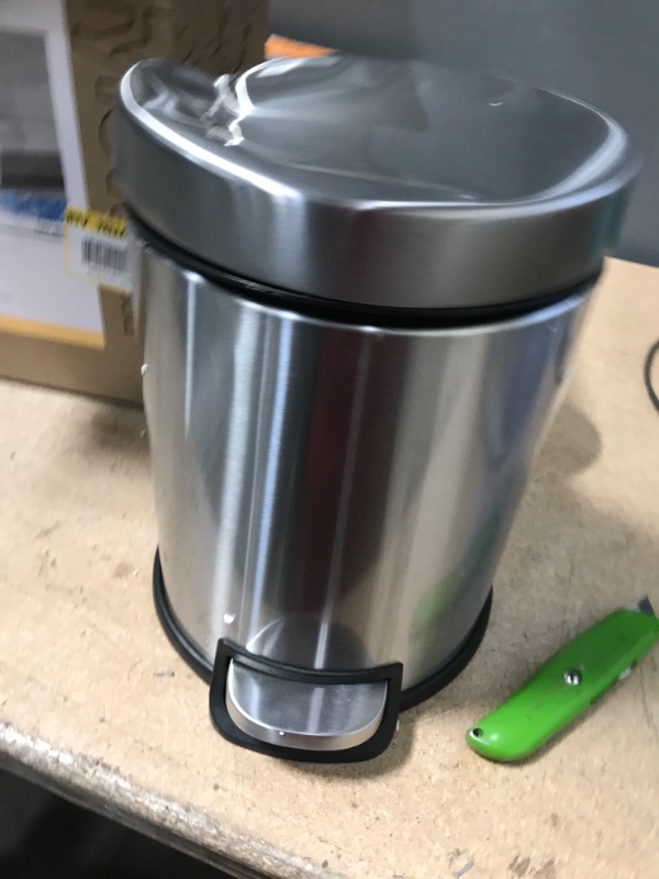 Photo 3 of 1.3 Gal. Stainless Steel Round Step-On Trash Can
