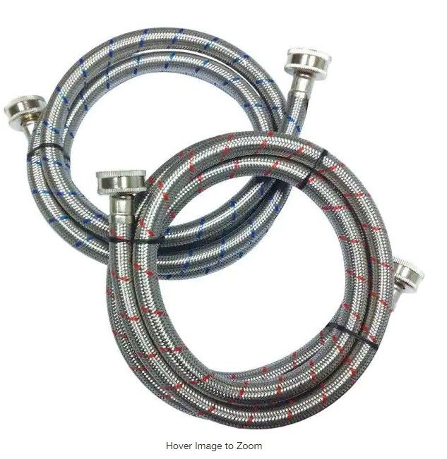 Photo 1 of 3/4 in. FHT x 3/4 in. FHT x 60 in. Stainless Steel Washing Machine Supply Line (2-Pack)
