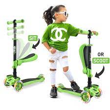 Photo 1 of (CRACKED BOTTOM)
Hurtle ScootKid 3 Wheel Toddler Child Ride on Toy Scooter W/ LED Wheels, Green
