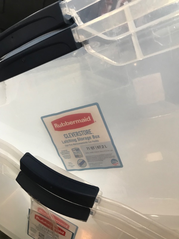 Photo 3 of (BROKEN LATCHES)
Rubbermaid Cleverstore Clear 71 QT Pack of 4