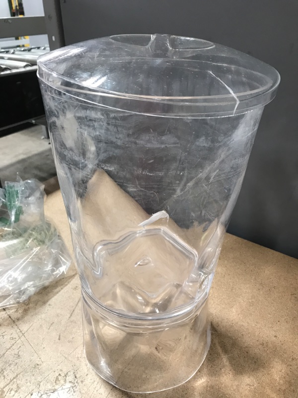 Photo 2 of (MAJOR BENDS; CRACKS IN BASE AND LID) clear 3 gallon acrylic beverage dispenser