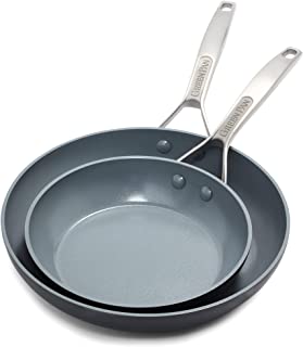 Photo 1 of (BENT SIDES)
GreenPan Paris Pro Hard Anodized Healthy Ceramic Nonstick, 8" and 10" Frying pan Skillet Set, PFAS-Free, Dishwasher Safe, Grey