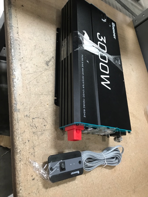 Photo 1 of (DENTED SIDE; MISSING POWER CORDS)
Renogy 3000W Pure Sine Wave Inverter 12V DC to 120V AC Converter for Home, RV, Truck, Off-Grid Solar Power Inverter 12V to 110V with Built-in 5V/2.1A USB Port, AC Hardwire Port, Remote Controller
