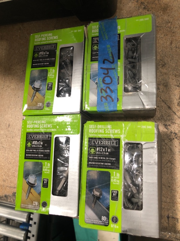 Photo 1 of 4 PACK OF ASSORTED Everbilt  Self-Drilling Screw 1 lb.-Box  ASSORTED SIZED NONREFUNDABLE 