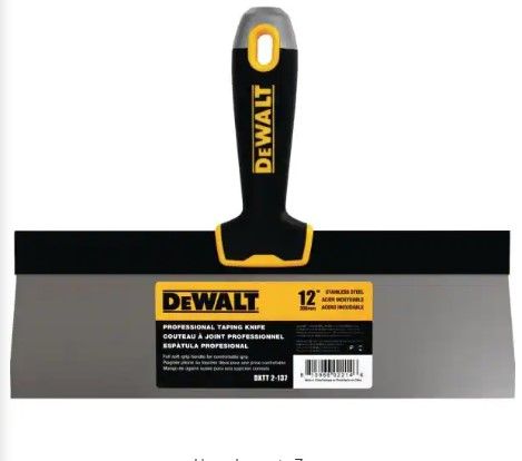 Photo 1 of 4 DEWALT
12 in. Stainless Steel Taping Knife with Soft Grip Handle
