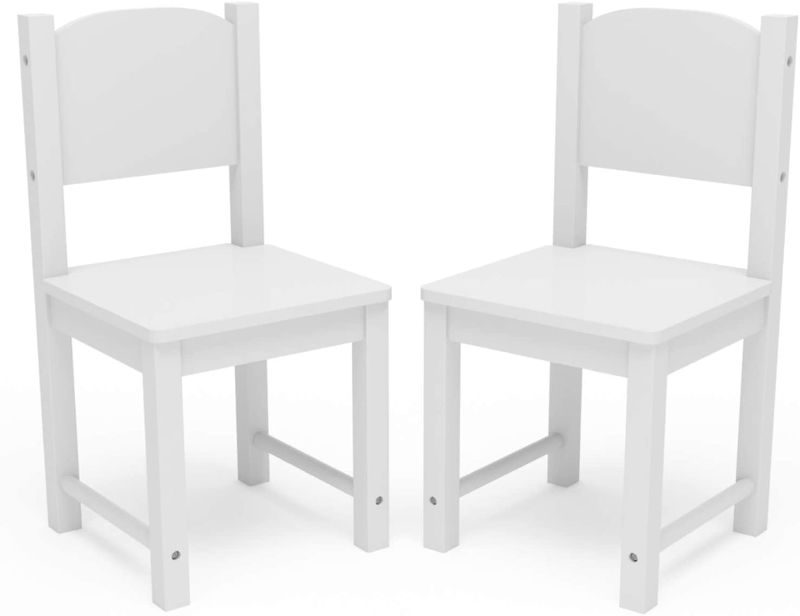 Photo 1 of Timy Toddler Wooden Chair Pair, Kids Furniture for Eating, Reading, Playing 2 Pack (White)
