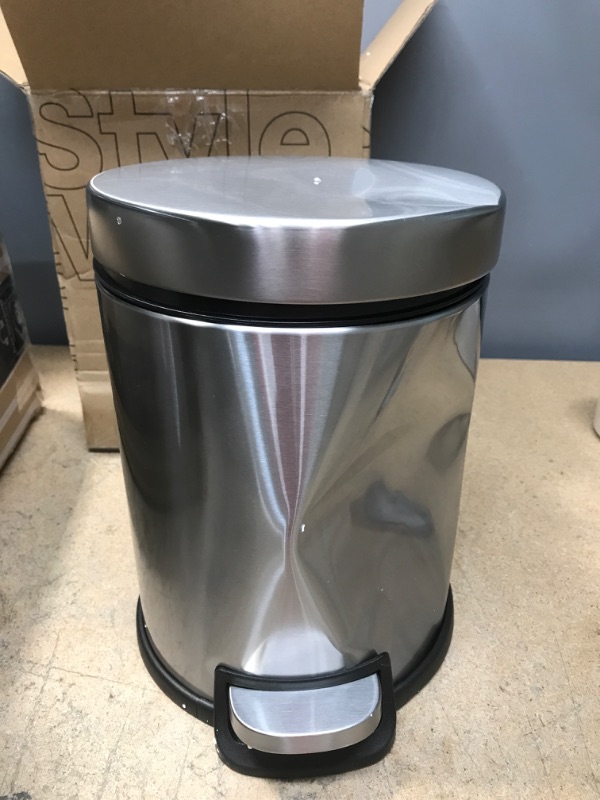 Photo 2 of 1.3 Gal. Stainless Steel Round Step-On Trash Can