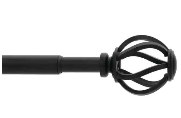 Photo 1 of 2 Sets of StyleWell 28 in. - 48 in. Telescoping 5/8 in. Single Curtain Rod Kit in Oil-Rubbed Bronze with Cage