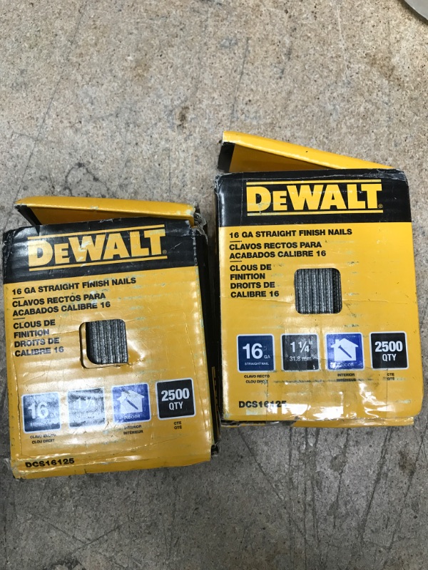 Photo 1 of 1-1/4 Straight 16 Gauge Finishing Nails (2,500 Pk), QTY: 2 Items 