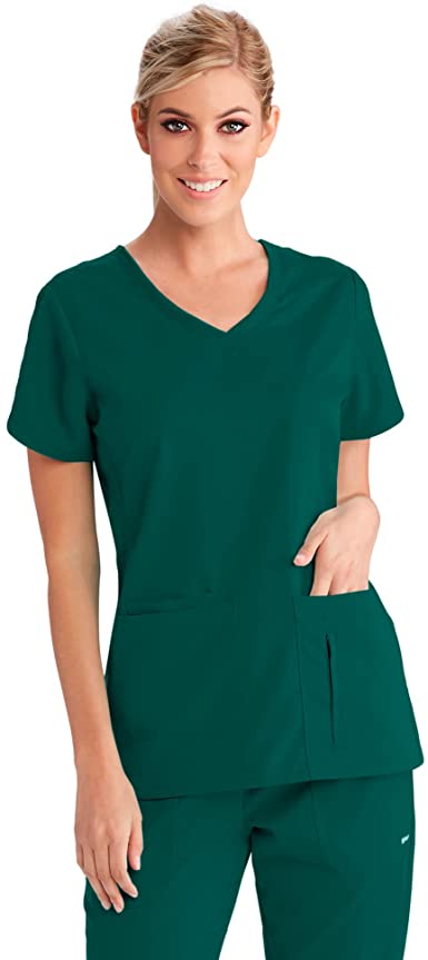 Photo 1 of BARCO Grey's Anatomy Women's Cora Top, Crossover V-Neck Medical Scrub Top w/ 4 Pockets & Tulip Sleeves Size: 3XXL