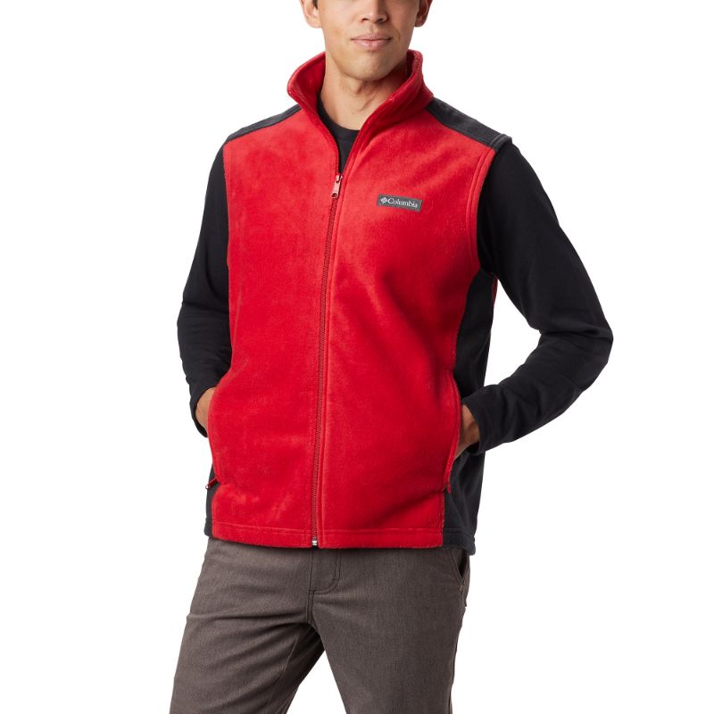 Photo 1 of Columbia Men's Steens Mountain Fleece Vest, Medium Size, Mountain Red/Black