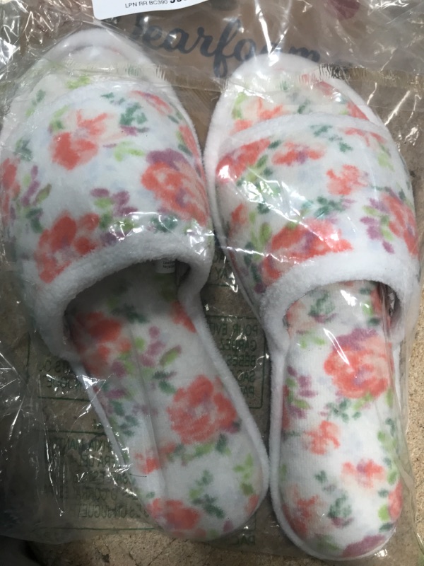 Photo 2 of Dearfoams Womens Printed Microfiber Terry Slide Slippers, Size Medium Pink Multi