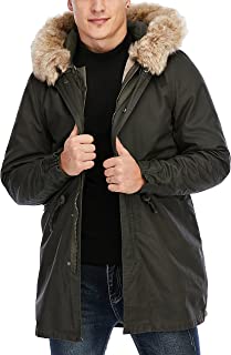 Photo 1 of TIENFOOK Men Parka Jacket Winter Coat with Drawstring Waist Thicken Fur Hood Lined Warm Detachable Design Outwear Jacket SMALL
