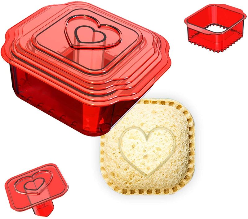 Photo 1 of SET OF 4 HAOY Sandwich Cutter And Sealer For Kids,Uncrustables Sandwich Maker,Cut And Sealer Sandwich Cutter,Pocket Crustless Sandwich Maker Uncrushable Bread Sandwich Cruster For Kids Breakfast Lunch?Red
