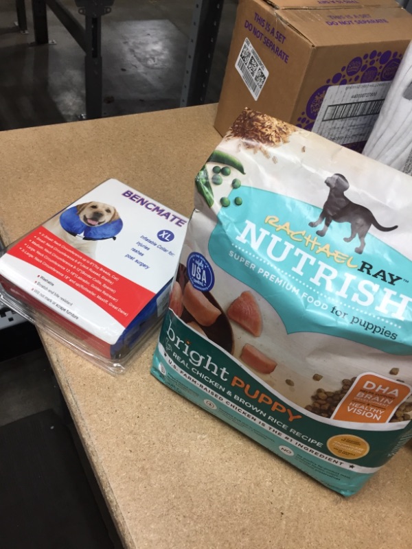 Photo 3 of BUMNDLE, Rachael Ray Nutrish Bright Puppy Natural Real Chicken & Brown Rice Recipe Dry Food, 6 Lbs.- BEST BY MARCH 27 2022
AND, BENCMATE Protective Inflatable Collar for Dogs and Cats - Soft Pet Recovery Collar Does Not Block Vision E-Collar

