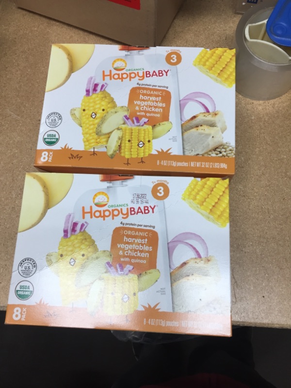 Photo 2 of 2 B OXES OF (8 Pouches) Happy Baby Hearty Meals, Stage 3, Organic Baby Food, Vegetables & Chicken with Quinoa - 4 Oz BEST BY JUL 17
