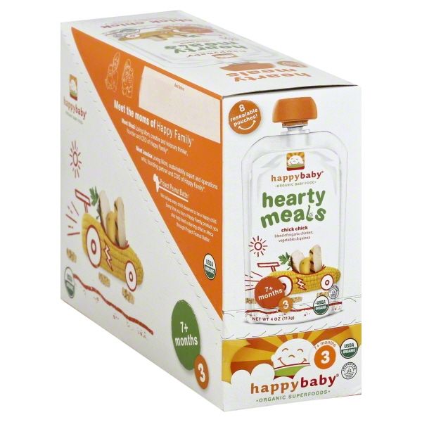 Photo 1 of 2 B OXES OF (8 Pouches) Happy Baby Hearty Meals, Stage 3, Organic Baby Food, Vegetables & Chicken with Quinoa - 4 Oz BEST BY JUL 17
