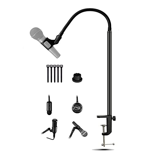 Photo 1 of Mic Stand-Boom Arm Microphone Stand Desk Adjustment Gooseneck with 1.3feet High 3/8"to 5/8" Screw Adapter Mic Desk Stand for Blue Yeti Snowball