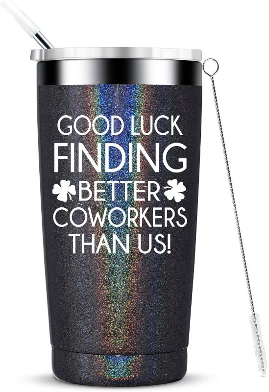 Photo 1 of SET OF 2 Going Away Gifts for Coworker Women Goodbye,Farewell,Retirement,Leaving Gifts for Colleague Boss Friends,Good Luck Finding Better Coworkers Than Us Tumbler Cup Mug 20OZ Glitter charcoal
