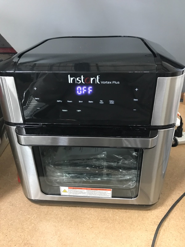 Photo 2 of **MISSING ROTISSERIE BASKET ** Instant Vortex Plus 10 Quart Air Fryer, Rotisserie and Convection Oven, Air Fry, Roast, Bake, Dehydrate and Warm, 1500W, Stainless Steel and Black
