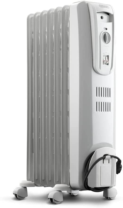 Photo 1 of **TESTED AND FUNCTION'S** DeLonghi Oil-Filled Radiator Space Heater, Full Room Quiet 1500W, Adjustable Thermostat 3 Heat Settings, Energy Saving, Safety Features, Light Gray, TRH0715
