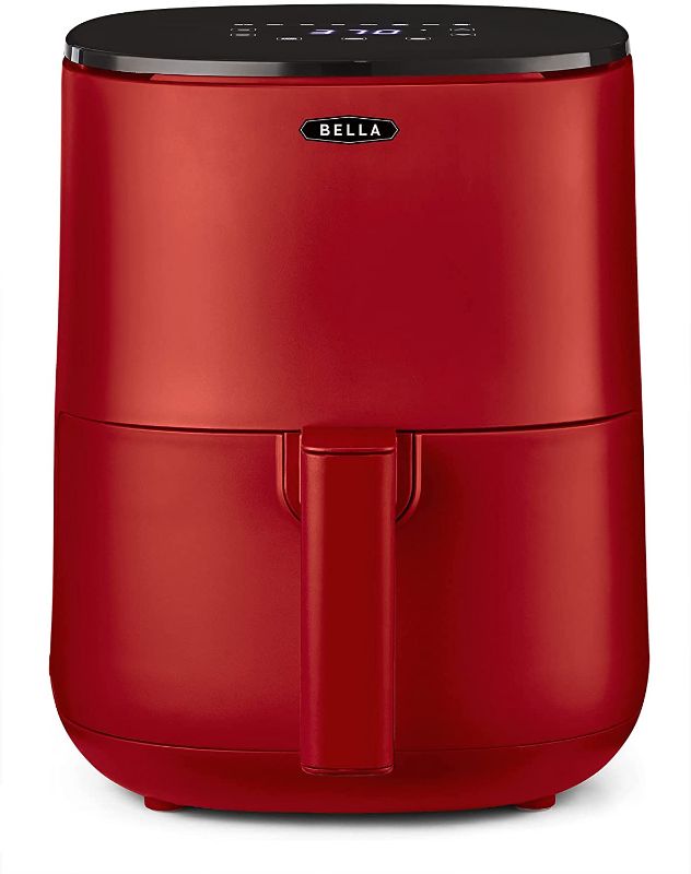 Photo 1 of ** TESTED AND FUNCTIONS ** BELLA 2.9QT Touchscreen Air Fryer, No Pre-Heat Needed, No-Oil Frying, Fast Healthy Evenly Cooked Meal Every Time, Dishwasher Safe Non Stick Pan and Crisping Tray for Easy Clean Up, Matte Red
