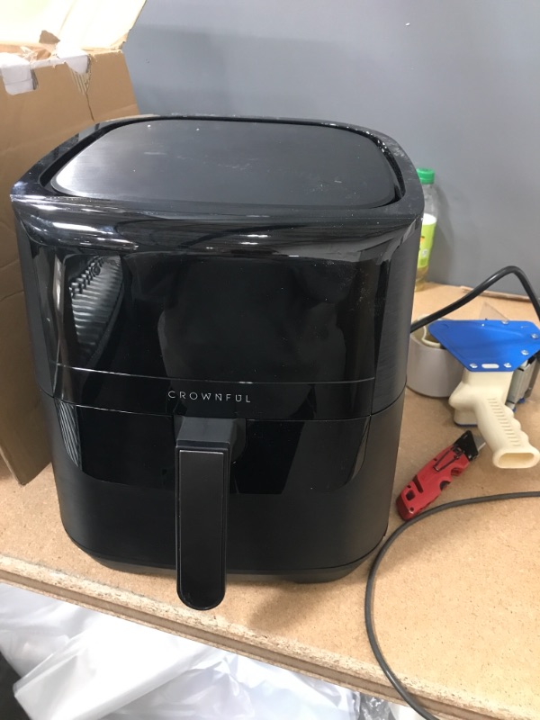 Photo 3 of **PARTS ONLY : DOESN'T TURN ON ** CROWNFUL 7 Quart Air Fryer, Oilless Electric Cooker with 12 Cooking Functions, LCD Digital Touch Screen with Precise Temperature Control, Nonstick Basket, 1700W, UL Listed-Black ** PICTURE SHOWS IT PLUGGED IT BUT NOT TURN