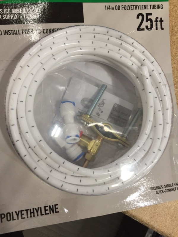 Photo 2 of 1/4 in. x 25 ft. Push-to-Connect Brass Poly Ice Maker Kit Includes Saddle Valve and Fittings