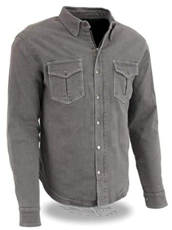 Photo 1 of **missing a button** XL- Milwaukee Leather Performance MPM1621 Men's Armored Denim Shirt Aramid DuPont Fibers
