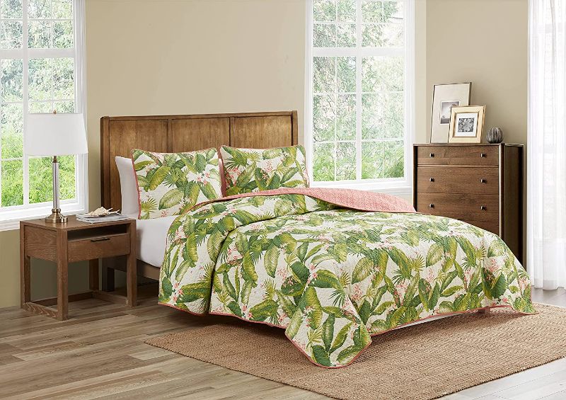 Photo 1 of  Queen Quilt (1-Piece Included): 90"W X 90"L, Standard Shams (2-Pieces Included): 21"L X 27"W Tommy Bahama | Aregada Dock Collection | Quilt Set-100% Cotton, Reversible, Lightweight & Breathable Bedding with Matching Shams, Pre-Washed for Added Softness, 