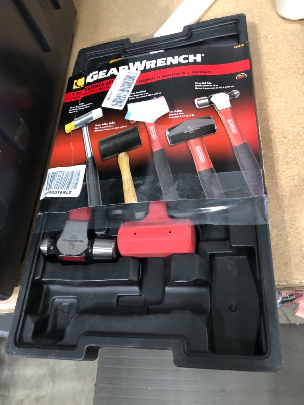 Photo 2 of ** MISSING RUBBER MALLET AND DRILLING ** Gearwrench 82303d 5 Piece Hammer Set