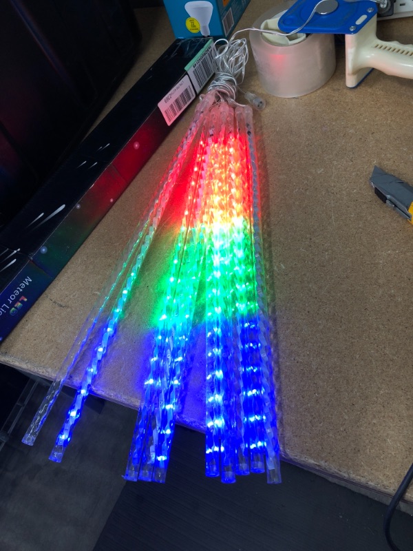 Photo 3 of **MISSING TWO TUBES** OMGAI 50CM 12 Tubes 576 LED Meteor Shower Rain Lights - Waterproof Drop Icicle Snow Falling Raindrop Cascading Lights for Garden Wedding Party Christmas Shine Multicolor
