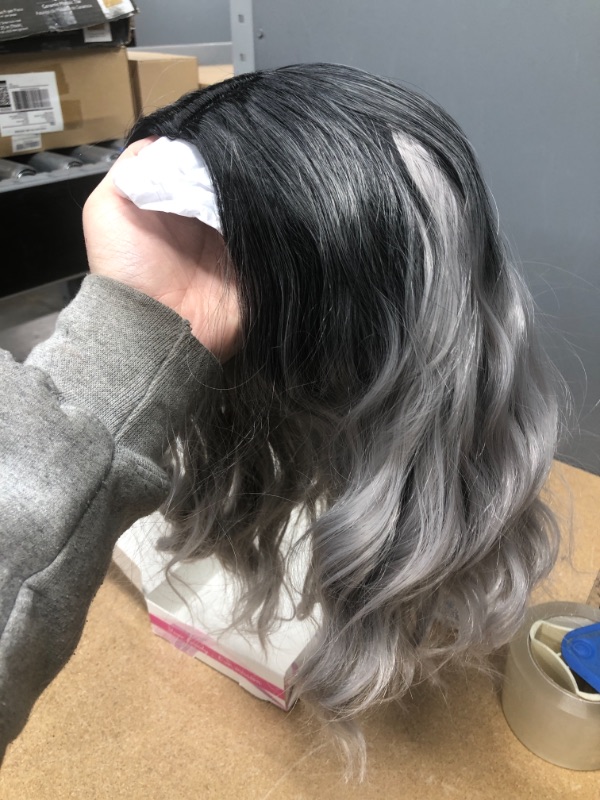 Photo 2 of **stock picture is for reference**  ymhpride wig black and grey ombre short with waves