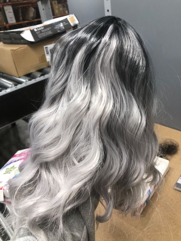 Photo 3 of **stock picture is for reference**  ymhpride wig black and grey ombre short with waves