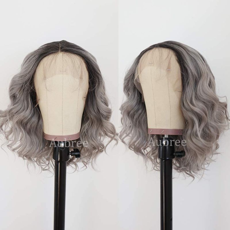 Photo 1 of **stock picture is for reference**  ymhpride wig black and grey ombre short with waves