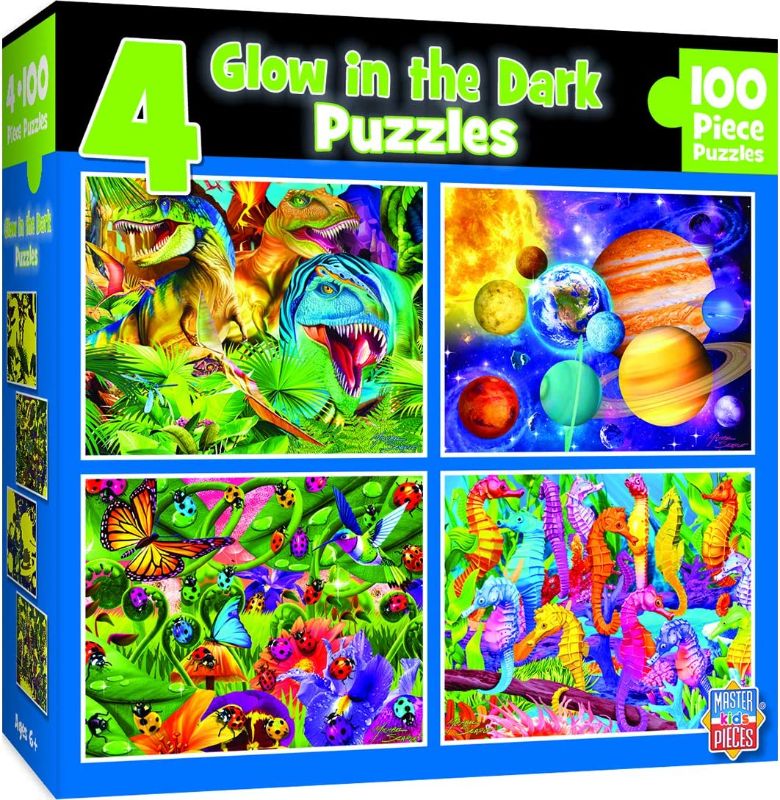 Photo 1 of 4-PACK GLOW IN THE DARK MULTIPACK 100 PIECE PUZZLES
