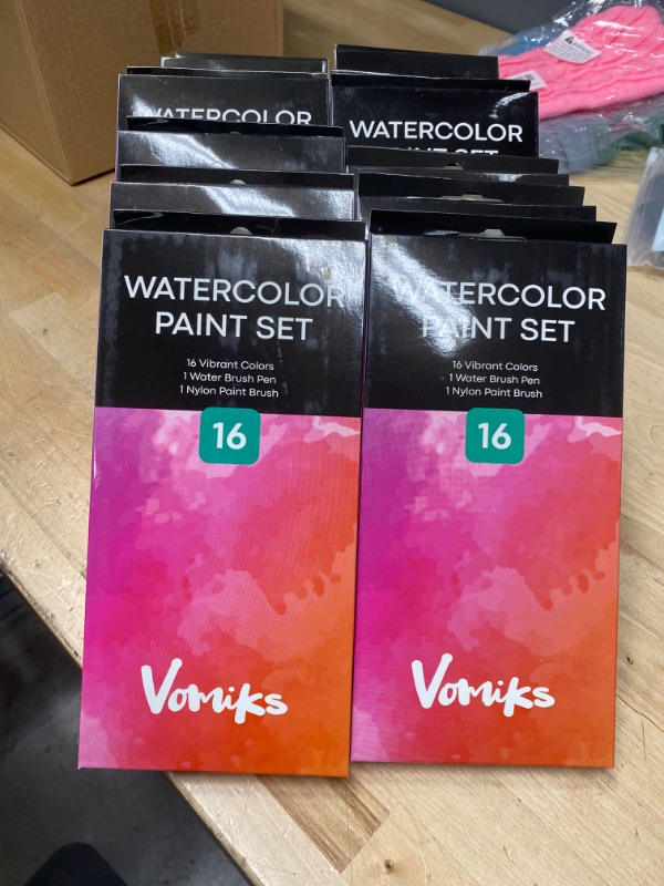 Photo 3 of CASE OF 20 Watercolor Paint Set for Kids, Artists and Adults - Perfect Kit for Beginners or Professionals,16 Vibrant Color Cakes, Includes 1 Water Brush Pen and Paint Brush.
