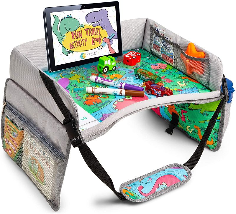 Photo 1 of Kids Travel Tray - SEARCH & FIND Dinosaur Design - ANVICI Kids Lap Desk - Dry Erase Table for Carseat - Activity Kid Car Seat Trays for Toddler - Portable Road Trip Essential for Families
