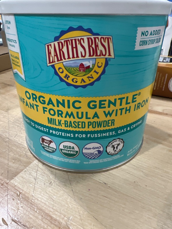 Photo 1 of Earth's Best Organic Gentle Baby Formula, Infant Formula with Iron, Non-GMO, Omega-3 DHA and Omega-6 ARA, 21 oz
BEST BY : 11/03/2022
