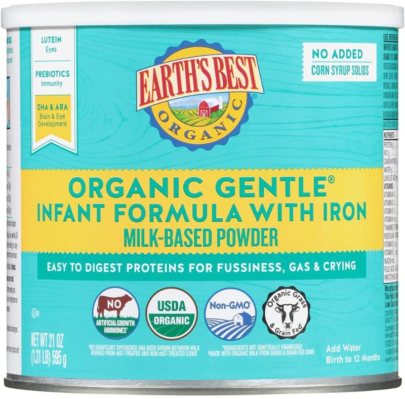 Photo 1 of Earth's Best Organic Gentle Baby Formula, Infant Formula with Iron, Non-GMO, Omega-3 DHA and Omega-6 ARA, 21 oz
BEST BY : 11/03/2022
