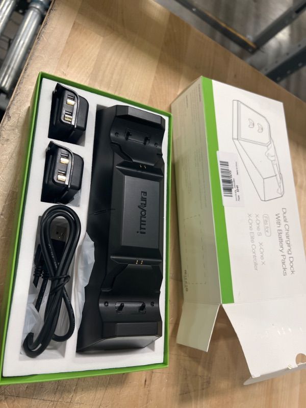 Photo 1 of innoAura Dual Xbox One Controller Charger - 1600mAh x 2 Rechargeable Battery Packs for Xbox One, Xbox One S, Xbox One X, Xbox One Elite Controller
