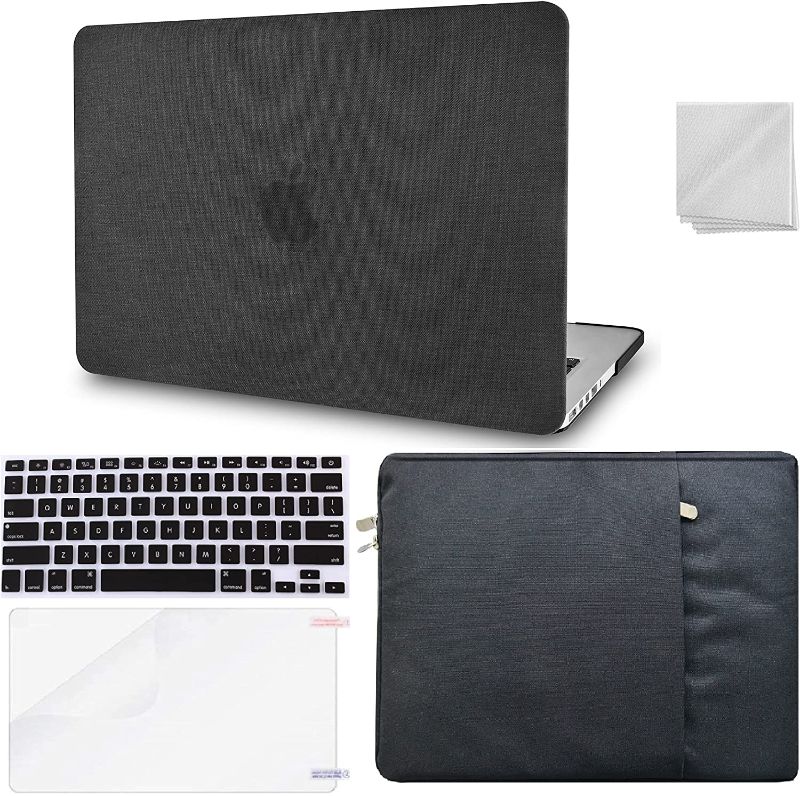 Photo 1 of KECC Compatible with MacBook Pro 13'' Case 2020 2021 2022 Touch Bar A2338 M1 A2289 A2251 Plastic Hard Shell + Keyboard Cover + Sleeve + Screen Protector + Dust Cloth (Black Fabric)
