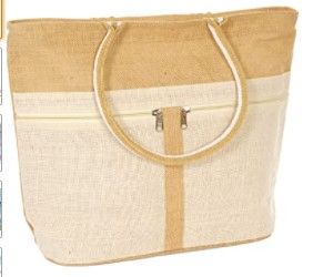 Photo 1 of RGS Women's Large Jute Tote Bag - Lightweight Chic Canvas Bag with Zipper and Internal Pocket
