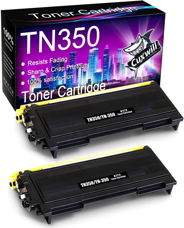 Photo 1 of 2-Pack Cuxwill Compatible Toner Cartridge Replacement for Brother TN350 TN-350 use with HL-2040 HL-2070N MFC-7820N MFC-7420 MFC-7220 DCP-7020 MFC-7225N HL-2030 Intellifax 2820 Intellifax 2920 Printer
