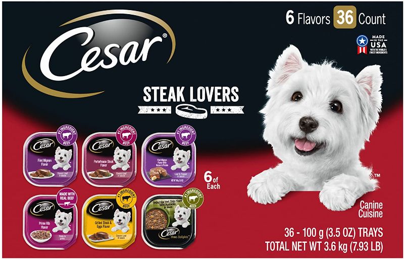 Photo 1 of Cesar Steak Lovers Wet Dog Food - 3.5oz/36ct Variety PacK- BEST BY 03-2022