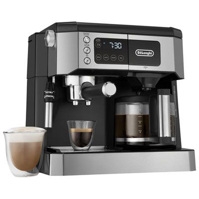 Photo 1 of De'Longhi All-in-One Combination Coffee Maker & Espresso Machine + Advanced Adjustable Milk Frother for Cappuccino & Latte + Glass Coffee Pot 10-Cup,