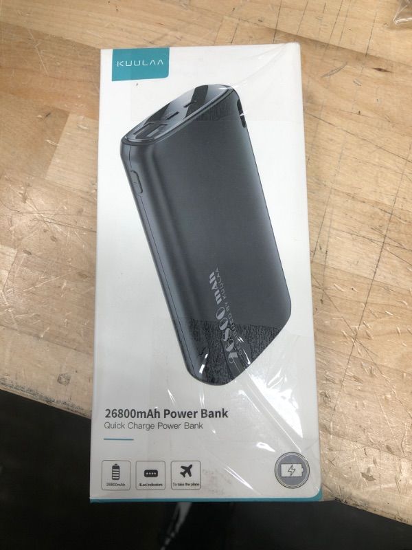 Photo 1 of Portable Charger 26800mAh, Kuulaa Power Bank Ultra-High Capacity Portable Battery,External Battery Pack Dual-Input and Dual-Output Cell Phone Battery Charger for iPhone Samsung & etc
