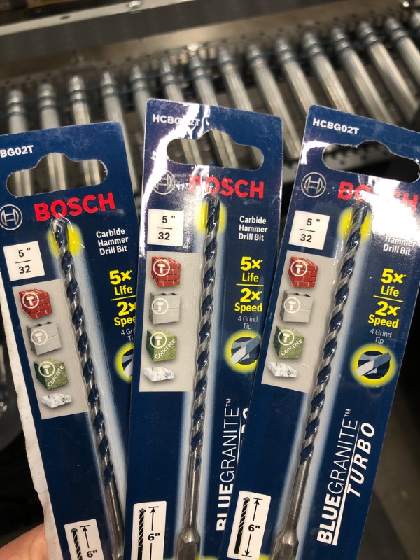 Photo 2 of (3 PACK) Bosch 5/32 in. X 3 in. X 6 in. Blue Granite Turbo Carbide Hammer Drill Bit for Concrete, Stone and Masonry Drilling